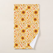 Tournesol rétro et aquarelle rustique (Serviette à main)