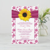 Tournesol rose Damas Faire-part de mariage Floral (Debout devant)