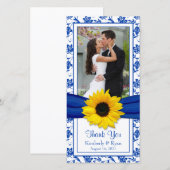 Tournesol Royal Blue Floral Mariage Merci (Devant / Derrière)