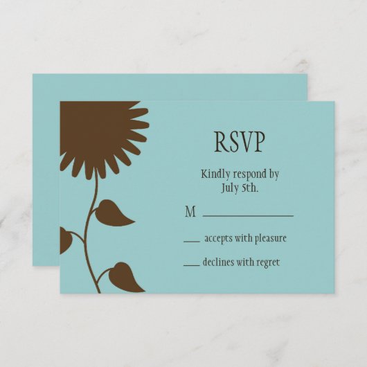 Tournesol RSVP sur bleu (Devant / Derrière)