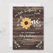 Tournesol rustique 1er anniversaire Invitation (Devant)