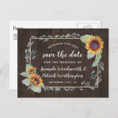 Tournesol Rustique Aquarelle Enregistrer Les Carte (Devant / Derrière)