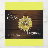 tournesol rustique arrière - plan étiquette mariag (Étiquettes simples)