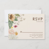 Tournesol rustique Beige Mariage RSVP Carte de rép (Devant)