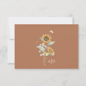 Tournesol rustique Beige Mariage RSVP Carte de rép (Dos)