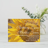 Tournesol Rustique Bois de mariage Invitations (Debout devant)