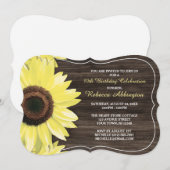 Tournesol rustique Bois Pays Invitation Anniversai (Devant / Derrière)