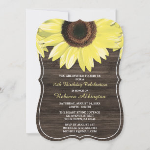 Tournesol rustique Bois Pays Invitation Anniversai