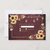 Tournesol Rustique Bourgogne Bois Floral RSVP Pas (Dos)