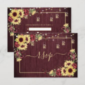 Tournesol Rustique Bourgogne Bois Floral RSVP Pas (Devant / Derrière)