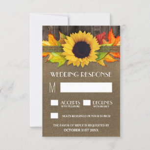 Tournesol Rustique d'automne + Cartes RSVP de mari