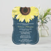 Tournesol Rustique Denim Baby Shower Invitations (Debout devant)