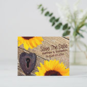 Tournesol Rustique Enregistrer La Date Carte Post (Debout devant)