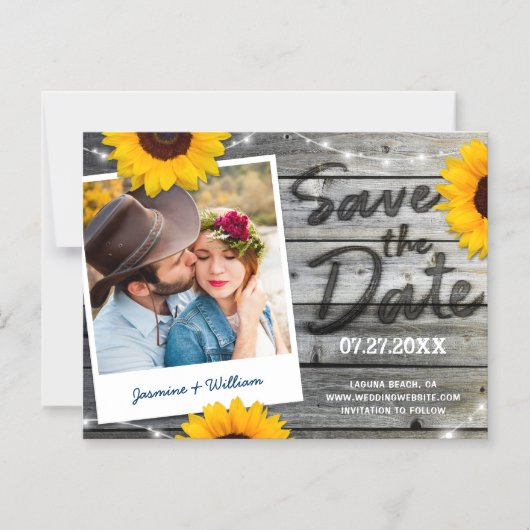 Tournesol rustique Enregistrer la date Invitations (Recto)