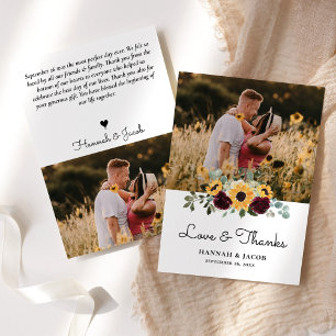Tournesol rustique et Carte de remerciements Maria