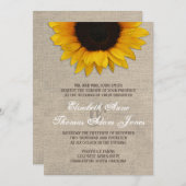Tournesol rustique et Faire-part de mariage Burlap (Devant / Derrière)