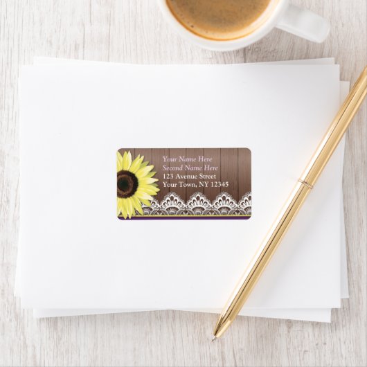 Tournesol rustique Étiquettes de adresse personnal (En situation)