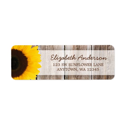 Tournesol Rustique Grange Étiquette de adresse en  (Devant)