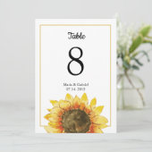 Tournesol rustique jaune. Numéro de table mariage (Debout devant)