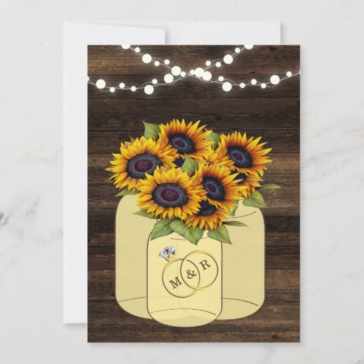 Tournesol rustique Lumières en bois Faire-part de (Dos)