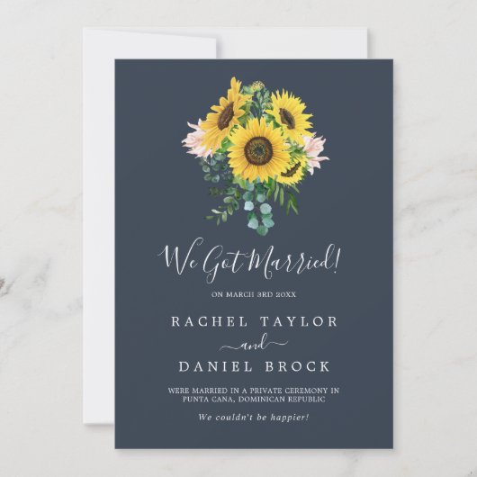 Tournesol rustique | Marine Elopement Faire-part (Devant)