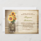 tournesol rustique mason jarre nuptiale invitation (Devant)
