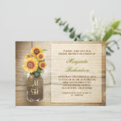 tournesol rustique mason jarre nuptiale invitation (Debout devant)