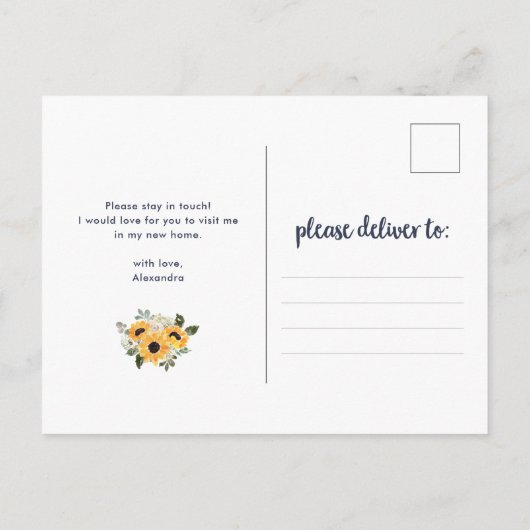 Tournesol rustique | Nouveau Faire-part de déplace (Dos)