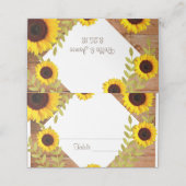 Tournesol Rustique Numéro de table Cartes de place (Extérieur déplié)