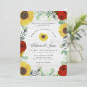 Tournesol rustique Rose Faire-part de mariage de v (Debout devant)