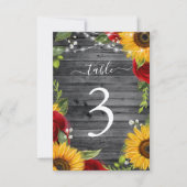 Tournesol Rustique Rose rouge Mariage Cartes de ta (Devant)