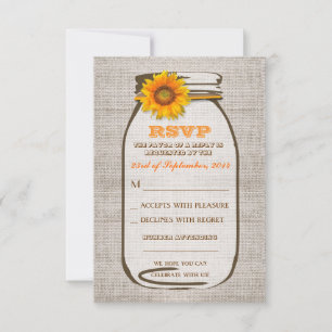Tournesol rustique RSVP de mariage de pot de maçon