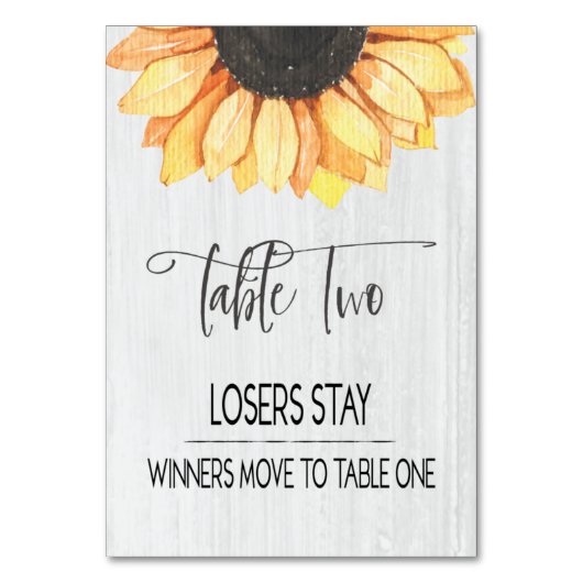 Tournesol Rustique Table Deux Bunco Numéro de tabl (Par défaut)