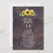 Tournesol rustique | Tableau des numéros de table  (Devant)