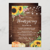 Tournesol Rustique Thanksgiving Dîner Invitation (Devant / Derrière)