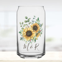 Tournesol rustique vintage aquarelle monogrammé