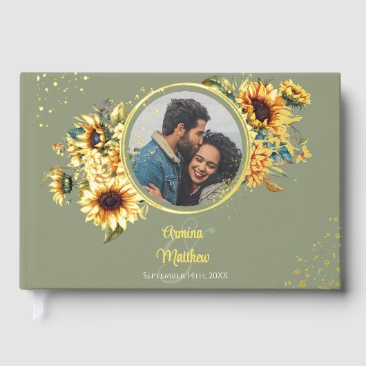 Tournesol Sage Vert Élégant Photo Or (Recto)