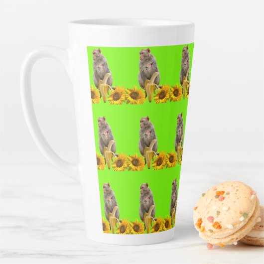 Tournesol Singe Floral Latte Mug (En situation)