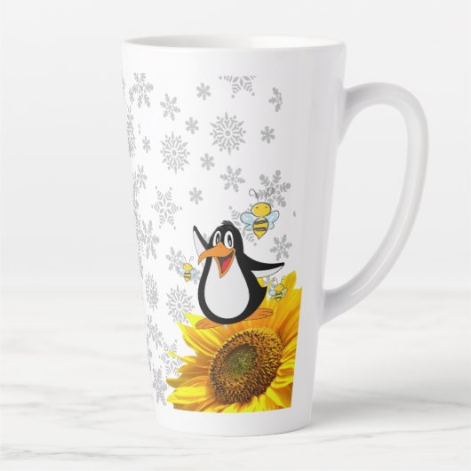 Tournesol Snowflakes Penguin Bumblebee Latte Mug (Droite)