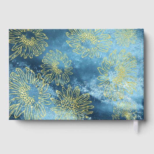 Tournesol sur aquarelle or motif mariage à huile (Verso)