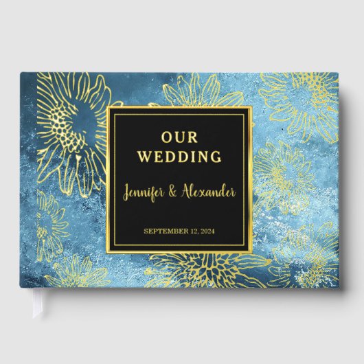 Tournesol sur aquarelle or motif mariage à huile (Recto)