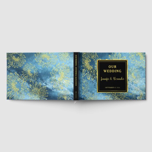 Tournesol sur aquarelle or motif mariage à huile (Complet)