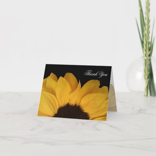Tournesol sur Black Merci Carte de note (Devant)