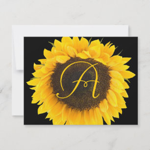Tournesol sur carte de réponse noire