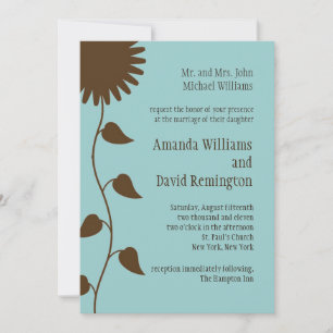 Tournesol sur Faire-part de mariage Bleu