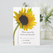 Tournesol sur la carte de réponse RSVP de mariage  (Debout devant)