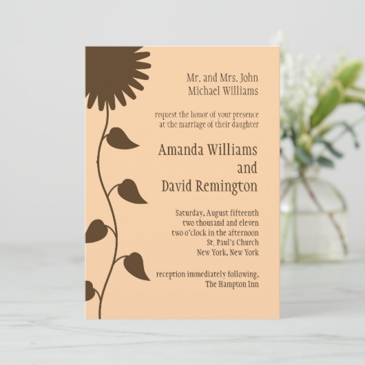 Tournesol sur la Faire-part de mariage de plage (Debout devant)