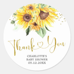 Tournesol sur le chemin Baby shower Merci Sticker