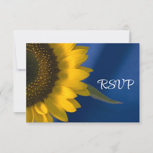 Tournesol sur mariage bleu RSVP (Devant)