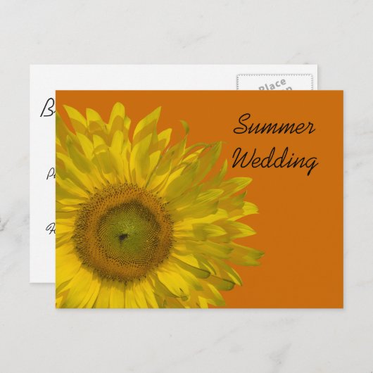 Tournesol sur Orange Mariage d'été Faire-part (Devant / Derrière)